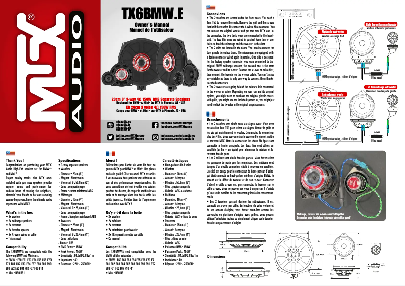 Page n°1 - Manuel utilisateur MTX Audio TX6BMW.E