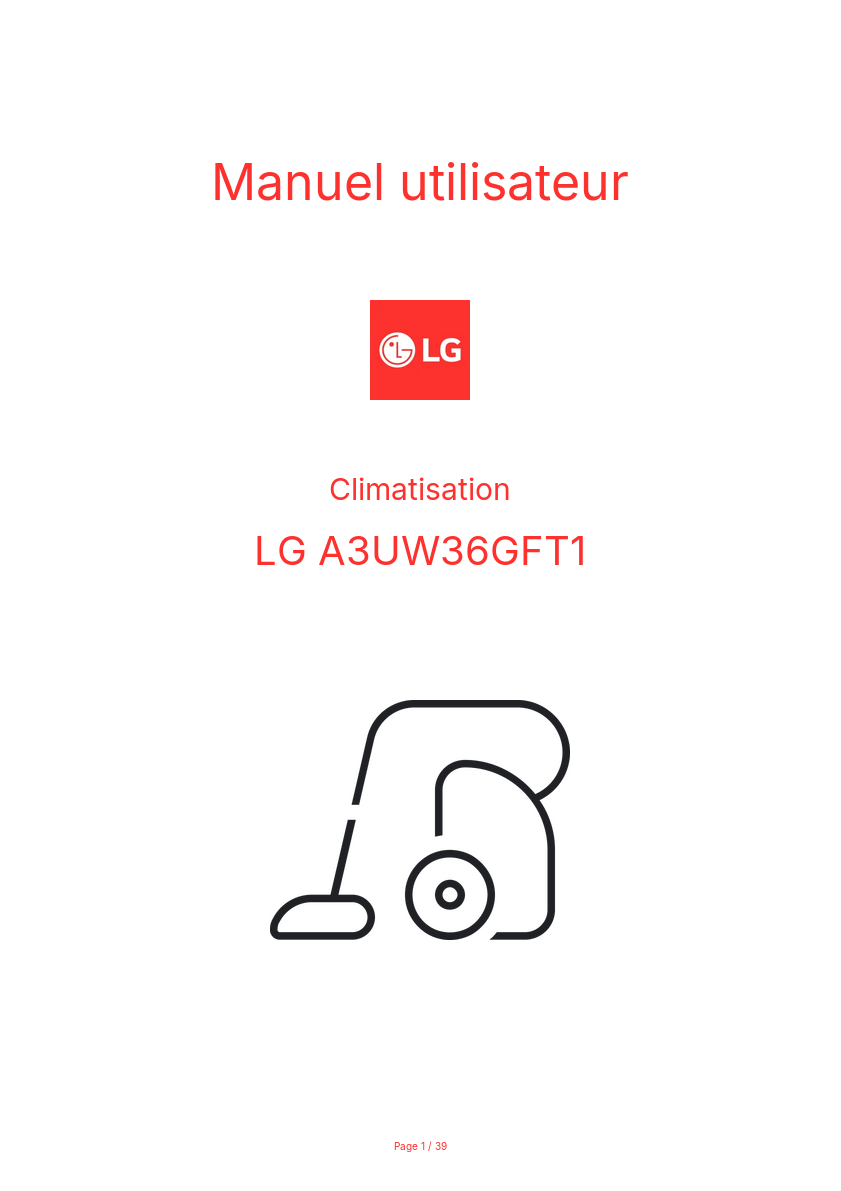 Image de la première page du manuel de l'appareil A3UW36GFT1