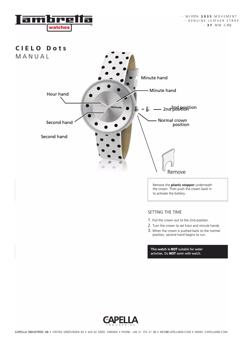 Image de la première page du manuel de l'appareil Cielo Dots