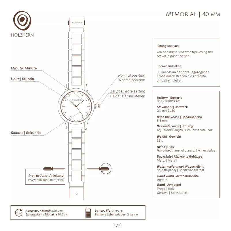 Page 1 de la notice Manuel utilisateur Holzkern Giuseppe