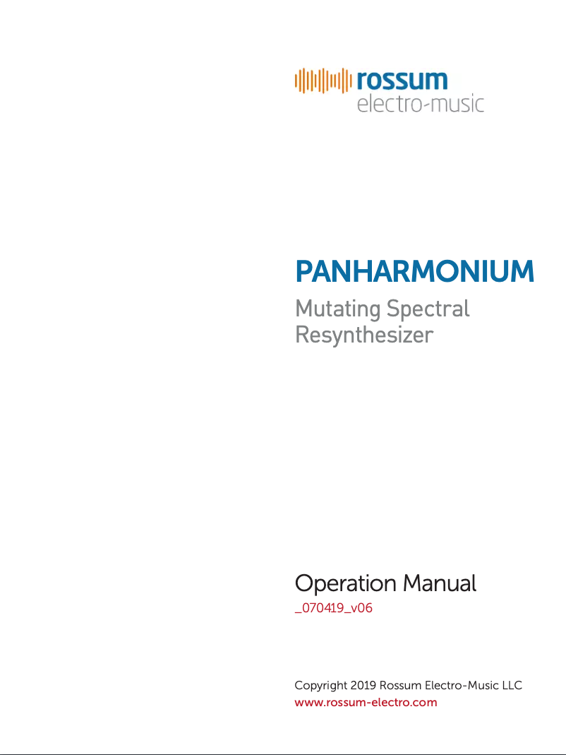 Page 1 de la notice Manuel utilisateur Rossum Electro-Music Panharmonium