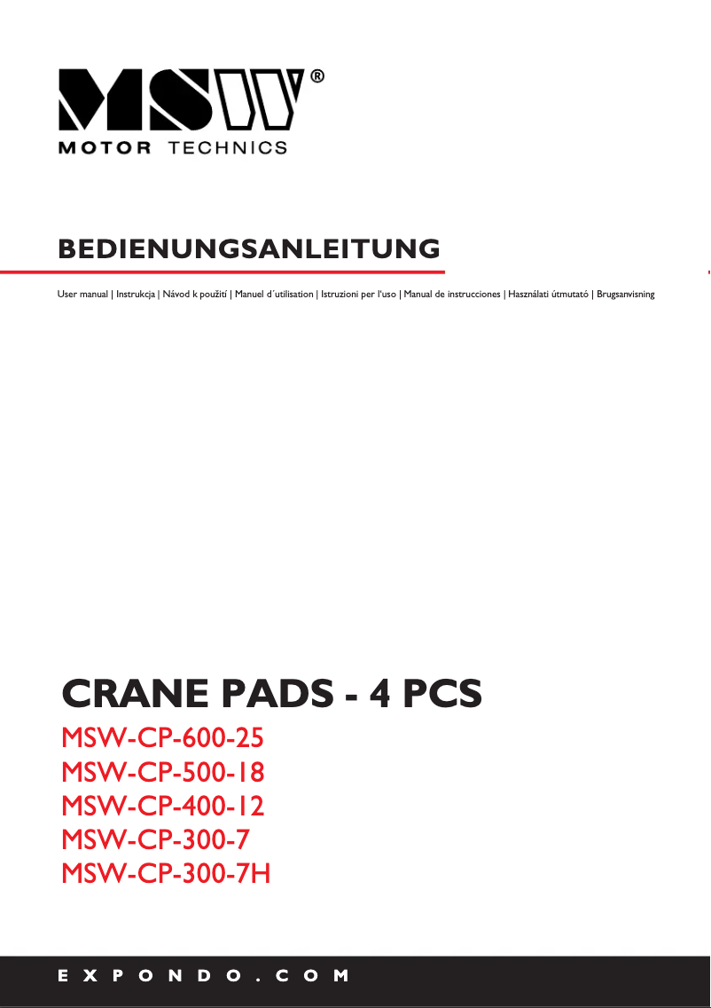 Page n°1 - Manuel utilisateur MSW MSW-CP-300-7H