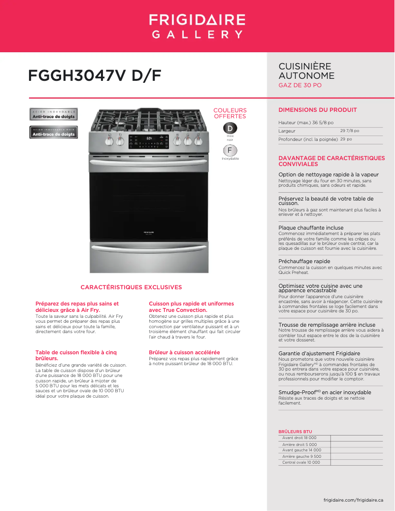 Image de la première page du manuel de l'appareil FGGH3047VF