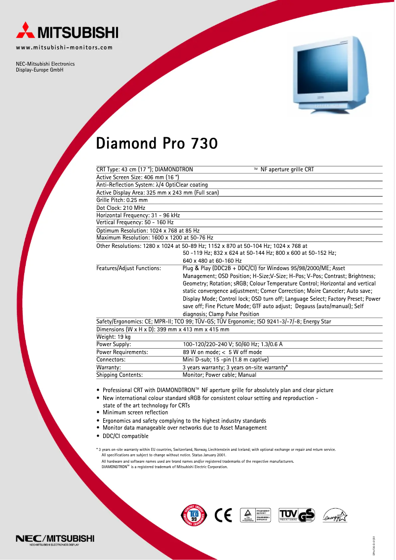 Imagen de la primera página del manual del dispositivo Diamond Pro 730