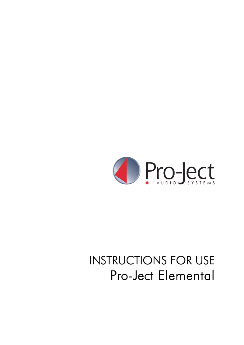Page n°1 - Manuel utilisateur Pro-Ject Elemental