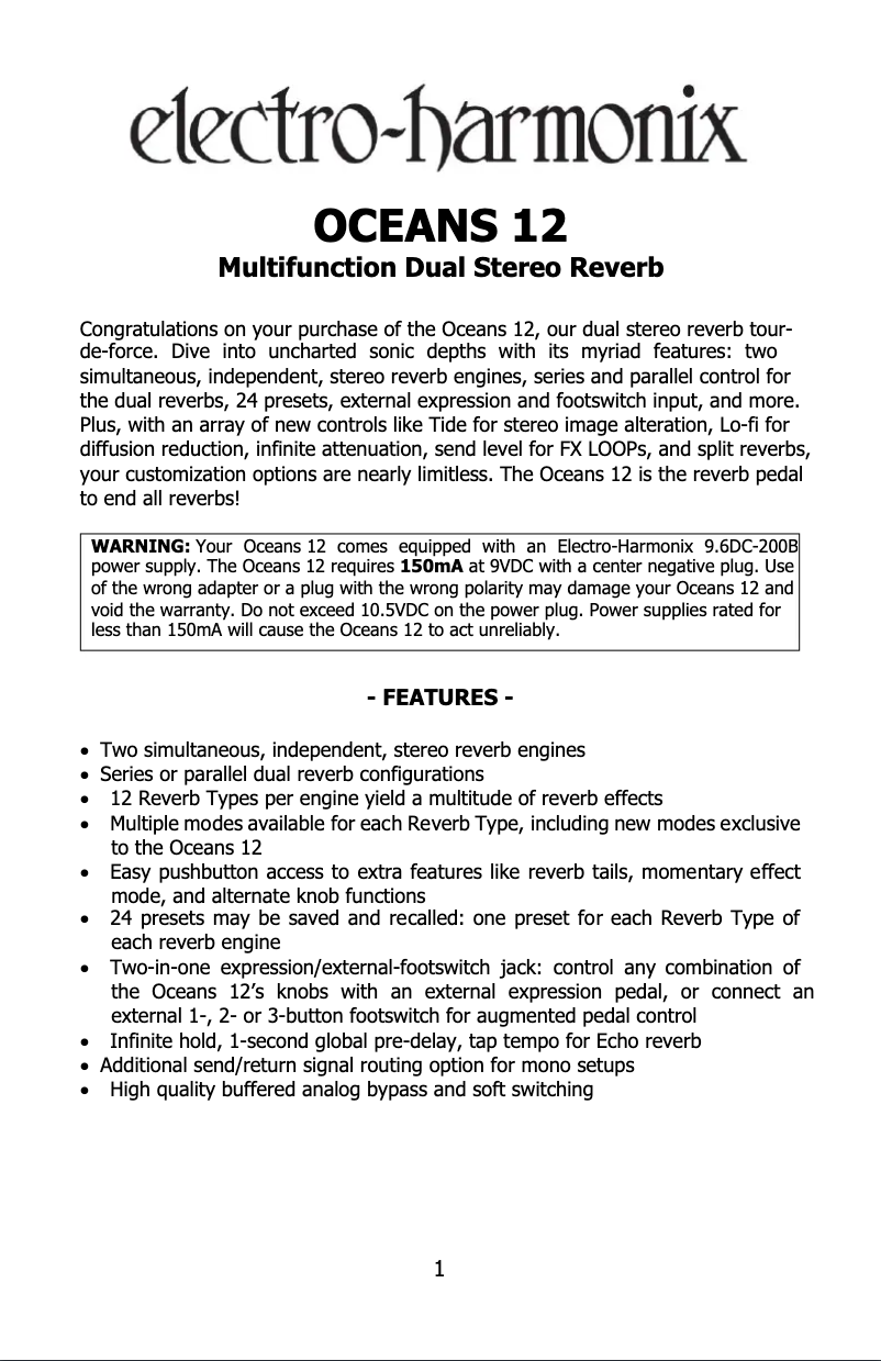 Image de la première page du manuel de l'appareil Oceans 12