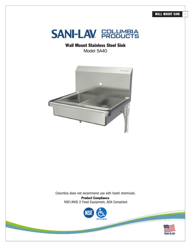 Page 1 de la notice Manuel utilisateur Sani-Lav 5A40