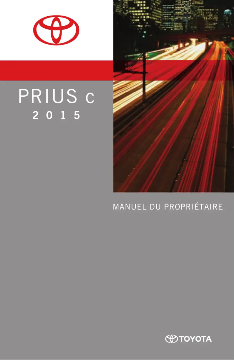 Image de la première page du manuel de l'appareil Prius C (2015)
