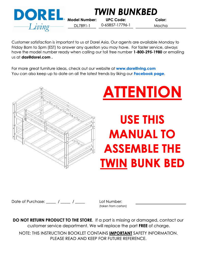 Page n°1 - Manuel utilisateur Dorel DL7891
