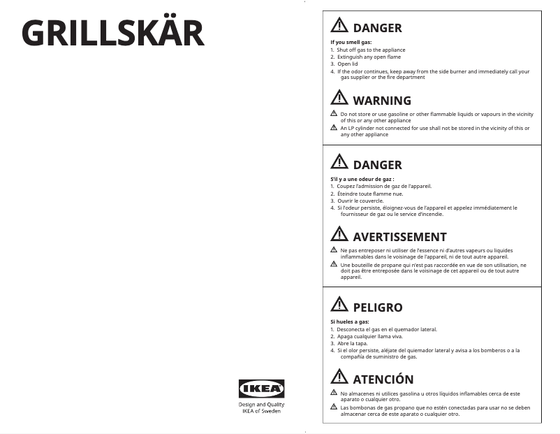 Image de la première page du manuel de l'appareil GRILLSKÄR 404.900.06
