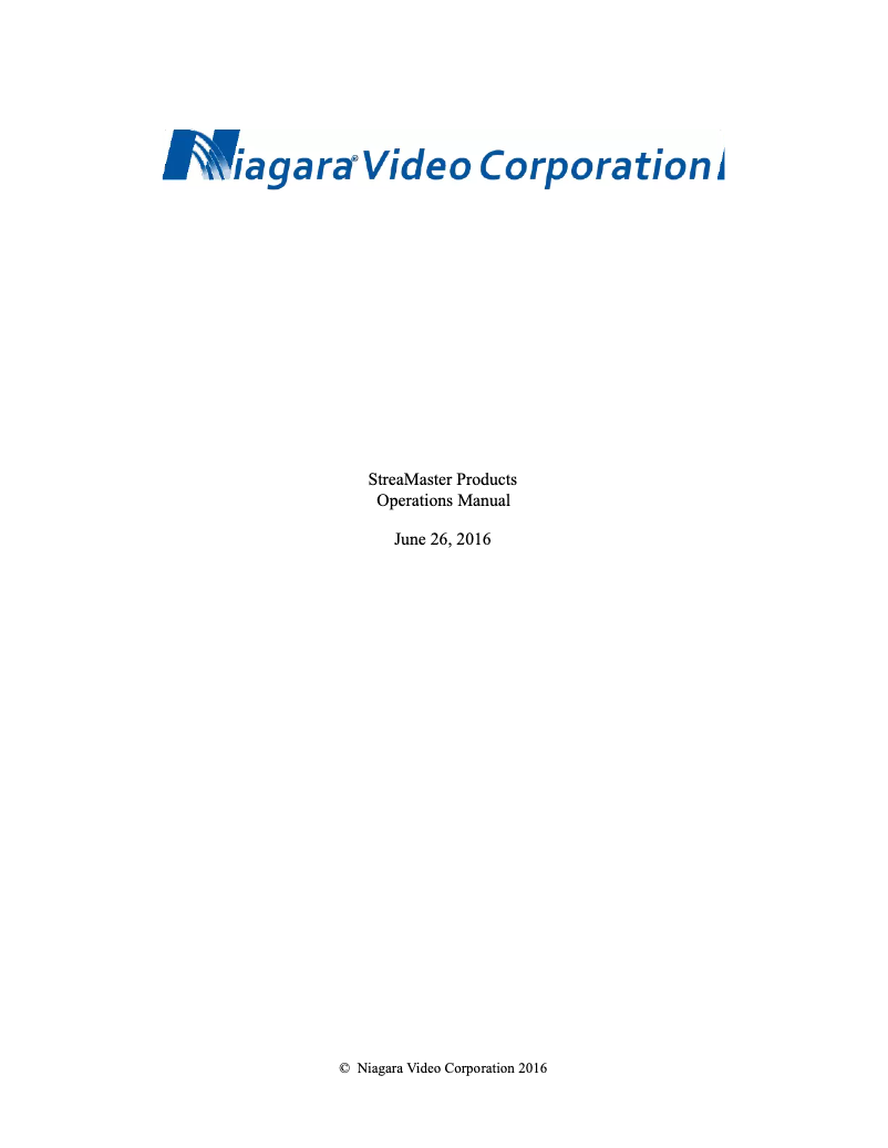 Page 1 de la notice Manuel utilisateur Niagara StreaMaster