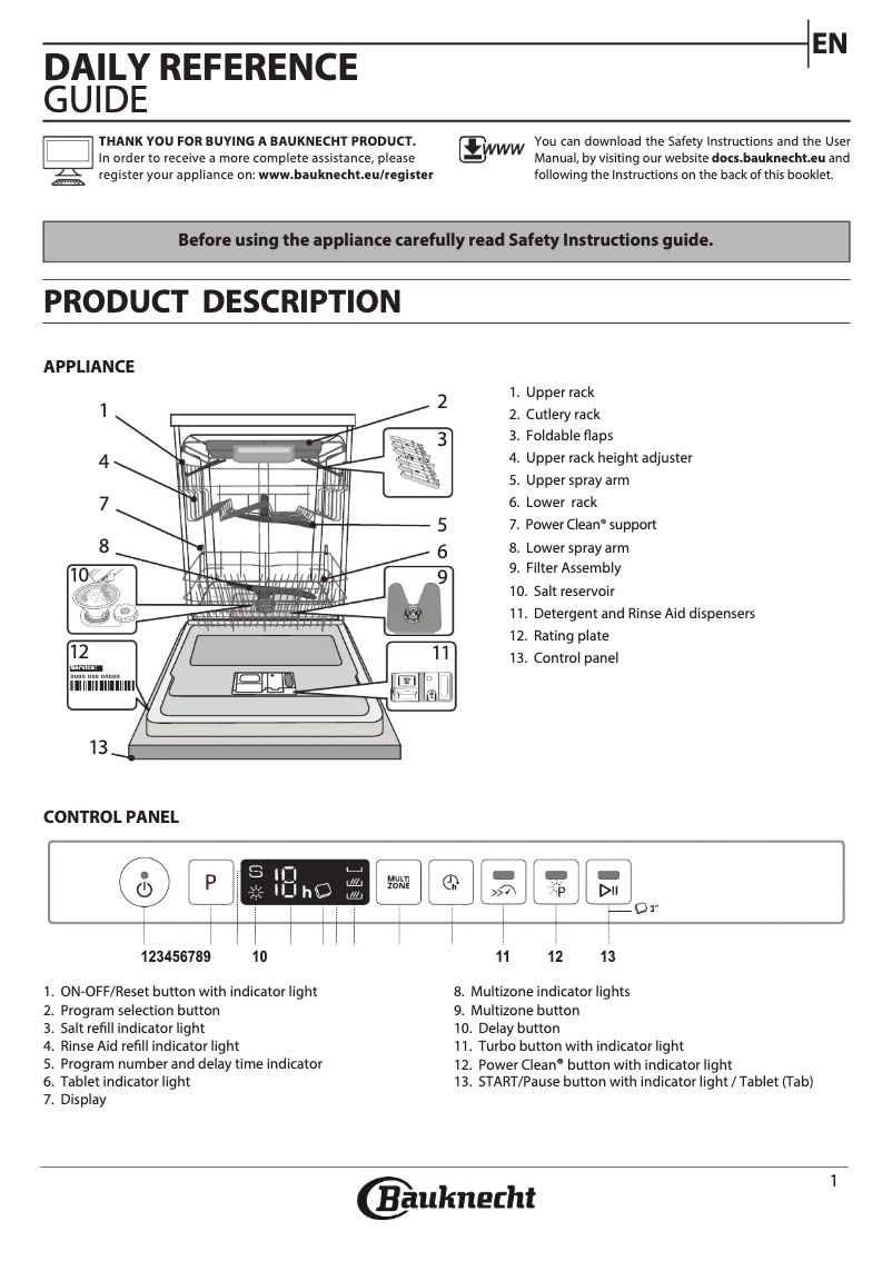 Page 1 de la notice Manuel utilisateur Bauknecht BCIO 3O41 PLE S