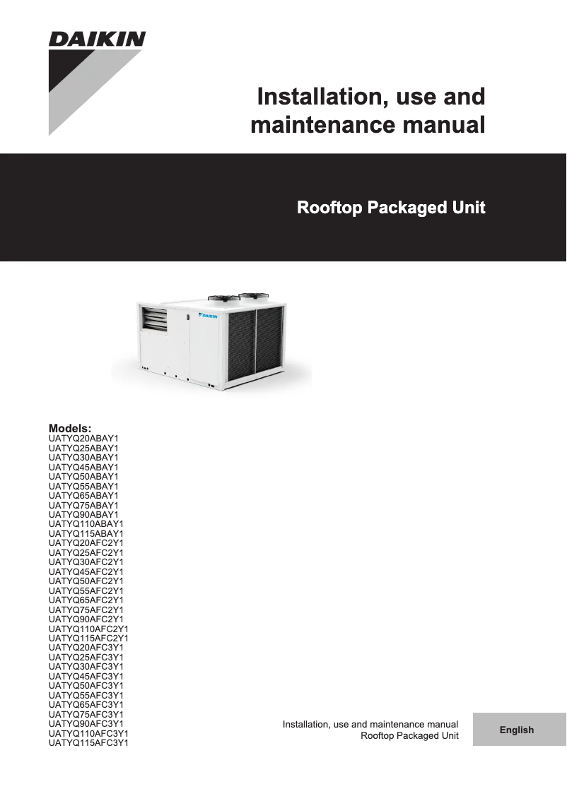 Page 1 de la notice Guide d'installation Daikin UATYQ75ABAY1