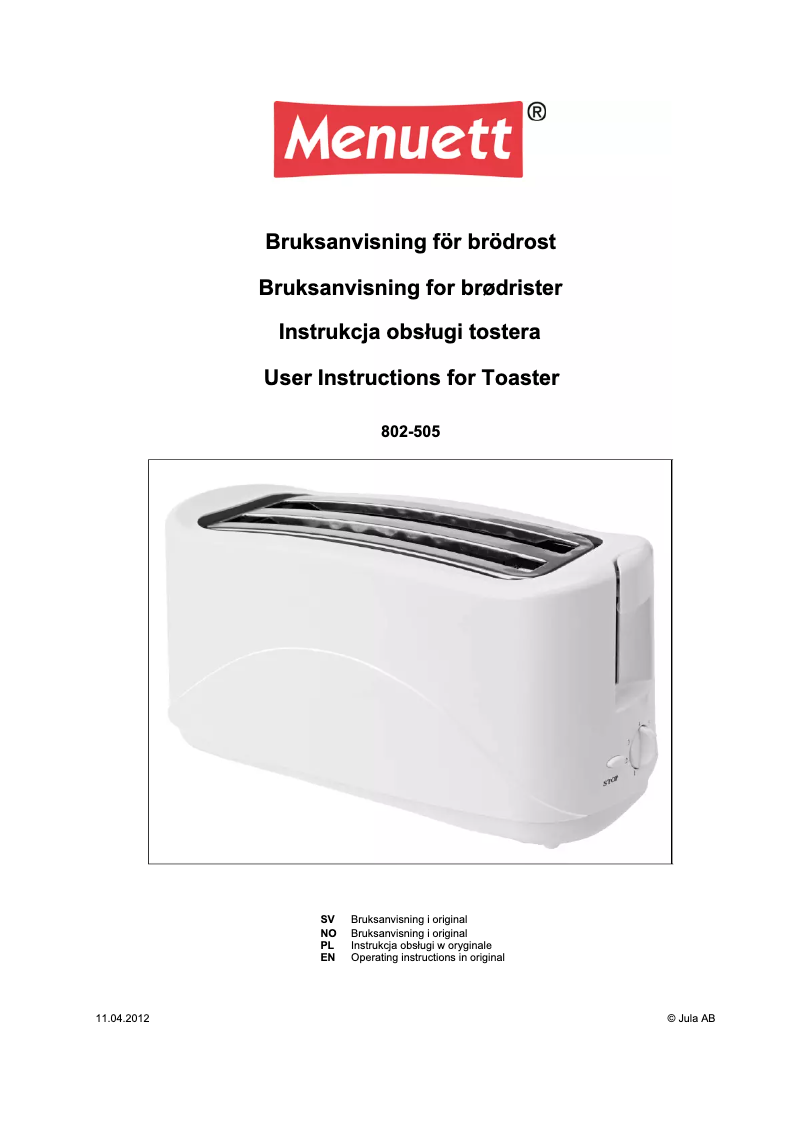 Image de la première page du manuel de l'appareil 802-505