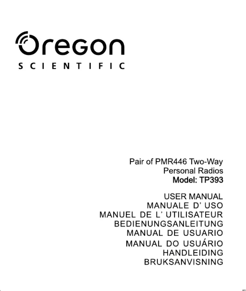 Page n°1 - Manuel utilisateur Oregon Scientific TP393