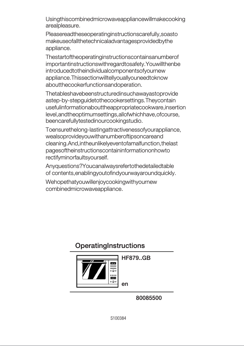 Page n°1 - Manuel utilisateur Siemens HF87950