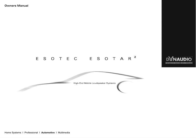 Page n°1 - Manuel utilisateur Dynaudio Esotar2 430