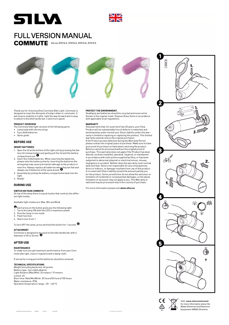 Page 1 de la notice Manuel utilisateur Silva Schneider Commute