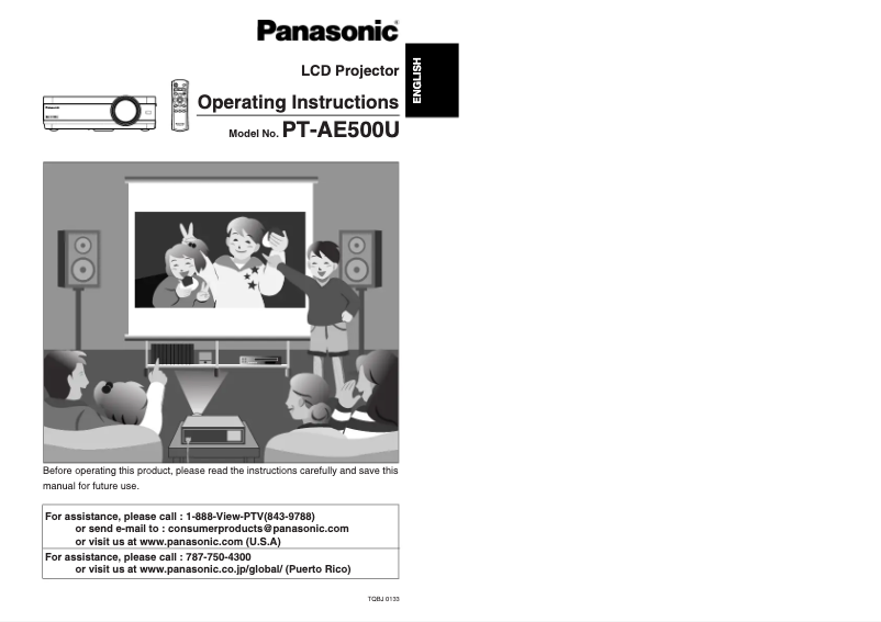 Page n°1 - Manuel utilisateur Panasonic PT-AE500U