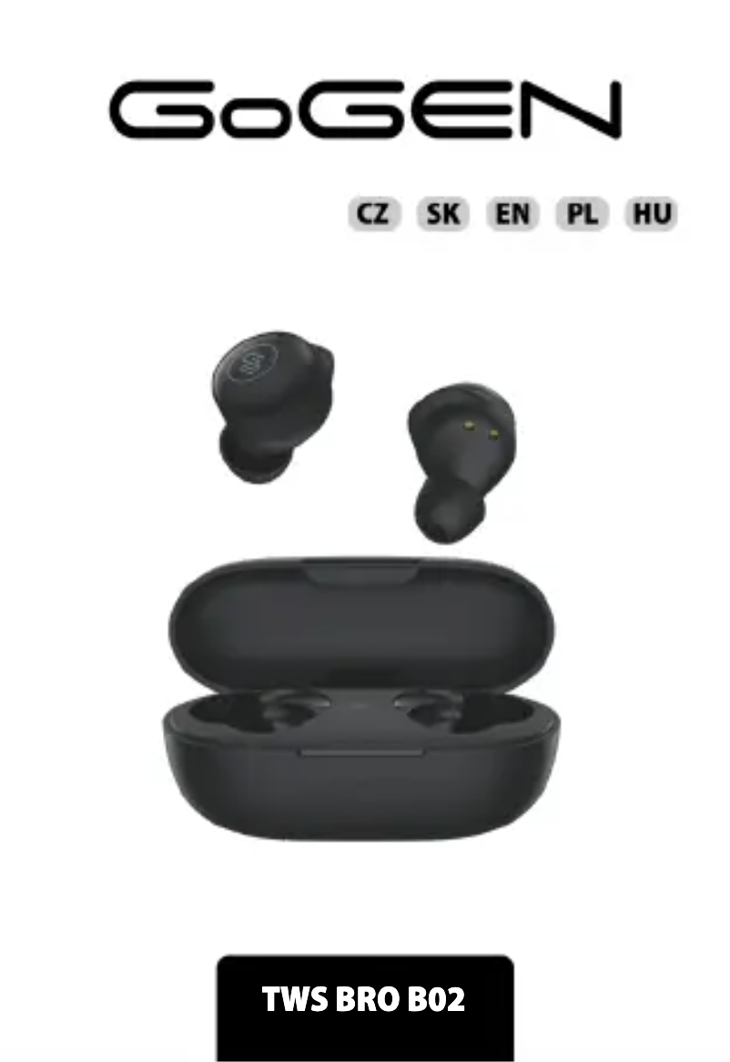 Page n°1 - Manuel utilisateur GoGen TWS BRO evo 2