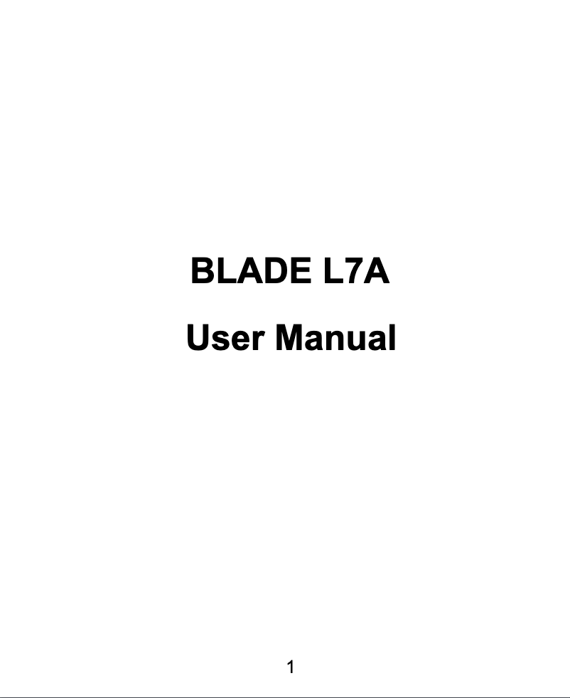 Page n°1 - Manuel utilisateur ZTE Blade L7A