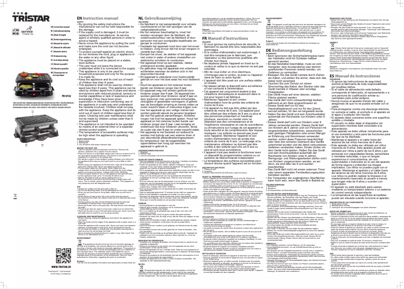 Page n°1 - Manuel utilisateur TriStar PD-8722