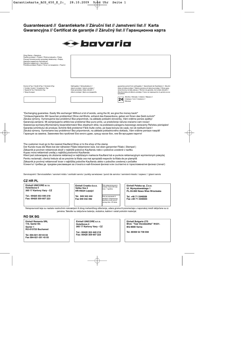 Página 1 del manual Manual de usuario Bavaria BJS 650 E-2