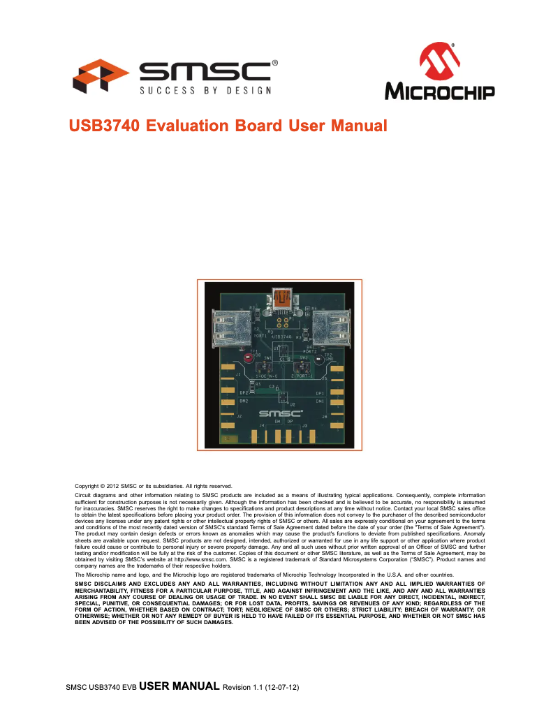 Page 1 de la notice Manuel utilisateur Microchip EVB-USB3740