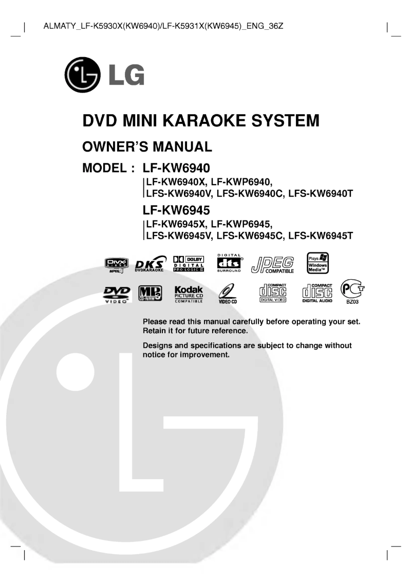 Image de la première page du manuel de l'appareil LF-KW6945