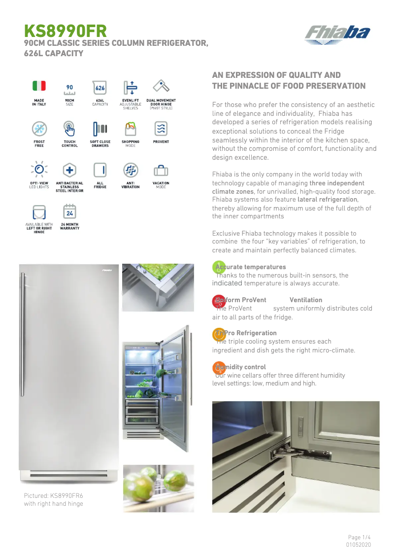 Page 1 de la notice Fiche technique Fhiaba KS8990FR6
