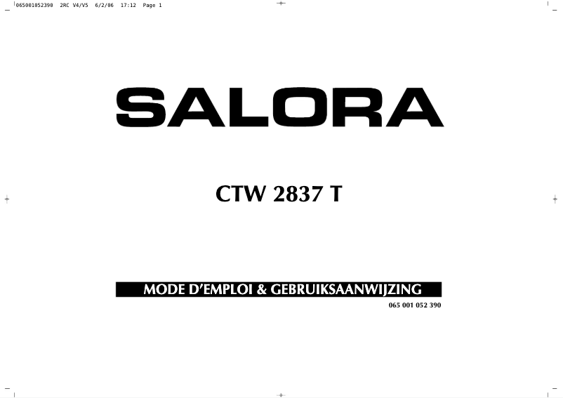 Page 1 de la notice Manuel utilisateur Salora CTW 2837 TN