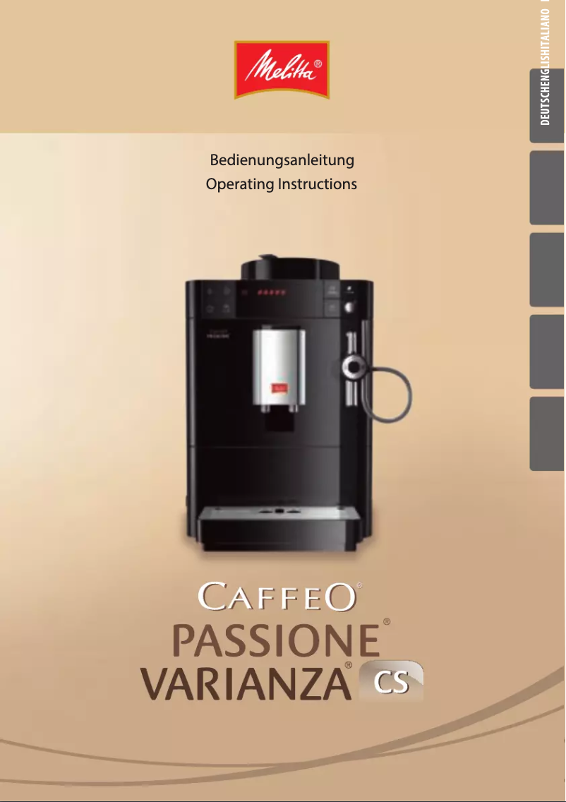 Image de la première page du manuel de l'appareil Caffeo Passione Varianza CS