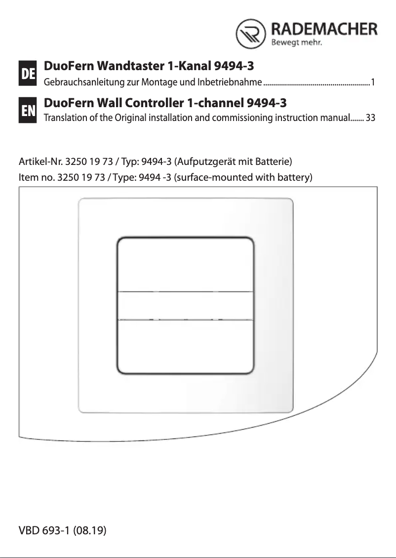 Image de la première page du manuel de l'appareil 9494-3