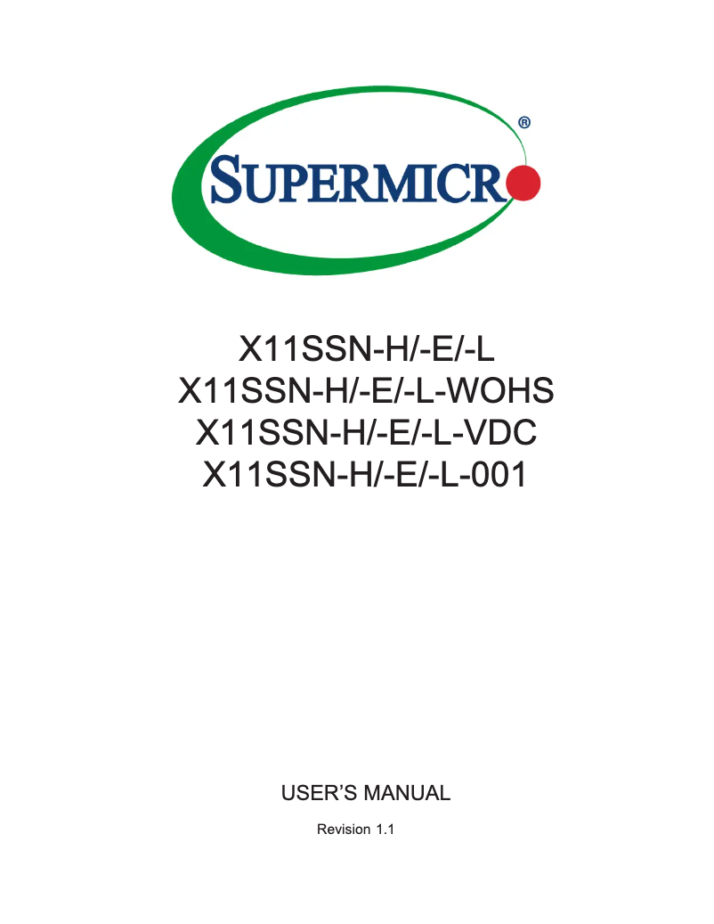 Page 1 de la notice Manuel utilisateur Supermicro X11SSN-H-VDC