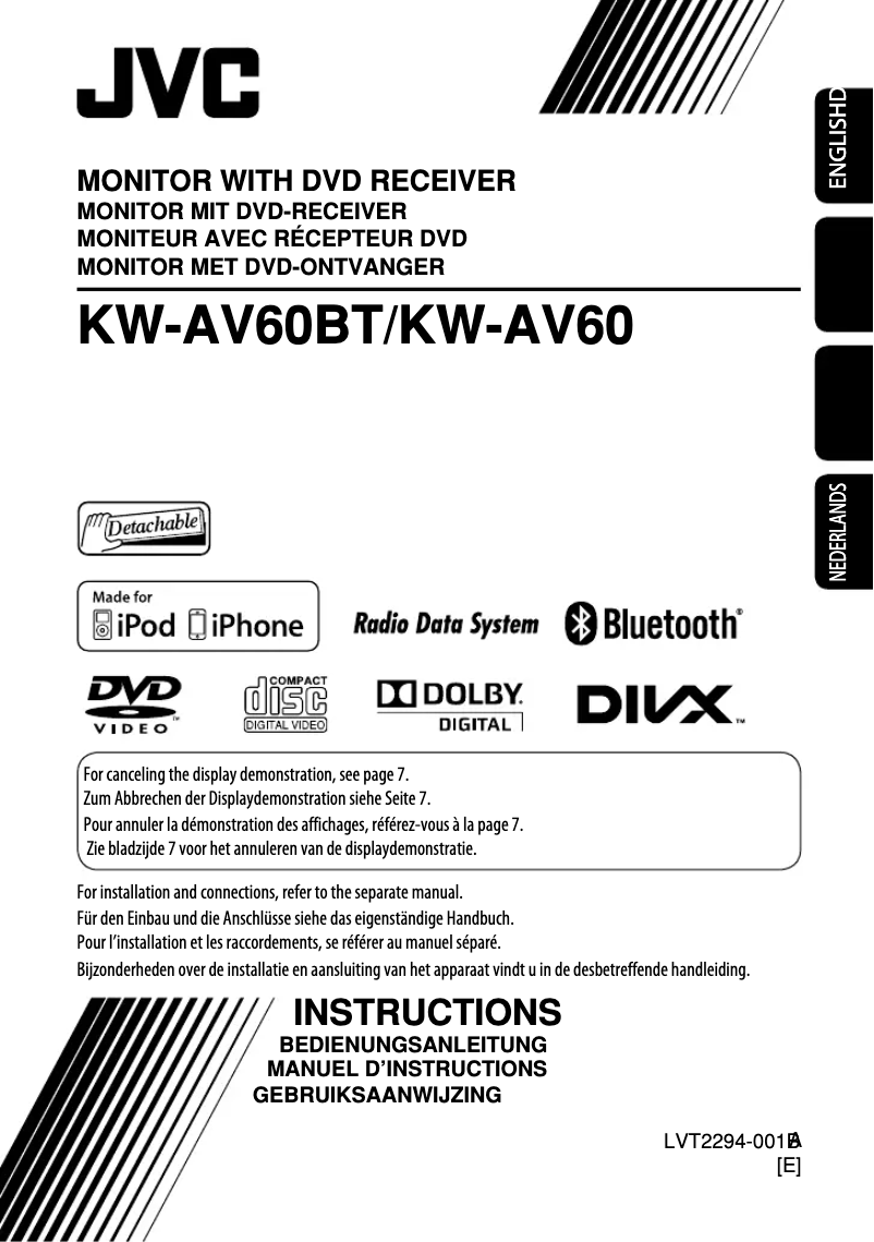 Page 1 de la notice Manuel utilisateur JVC KW-AV60BT