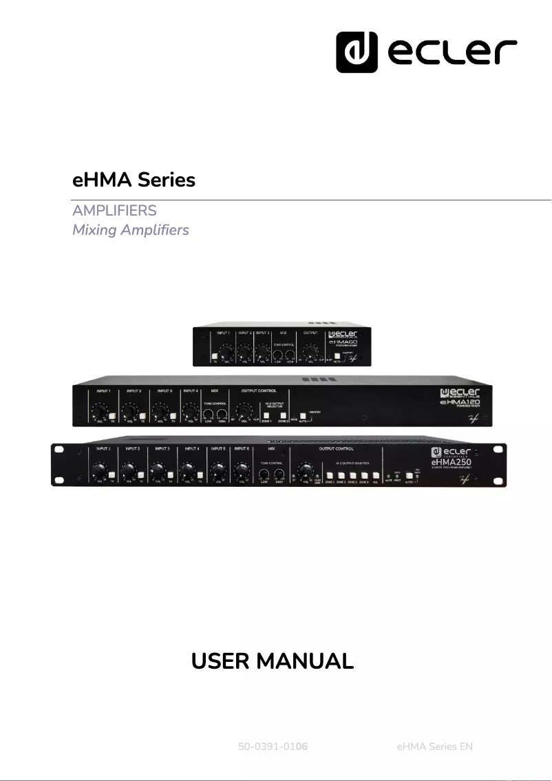 Page 1 de la notice Manuel utilisateur Ecler eHMA250