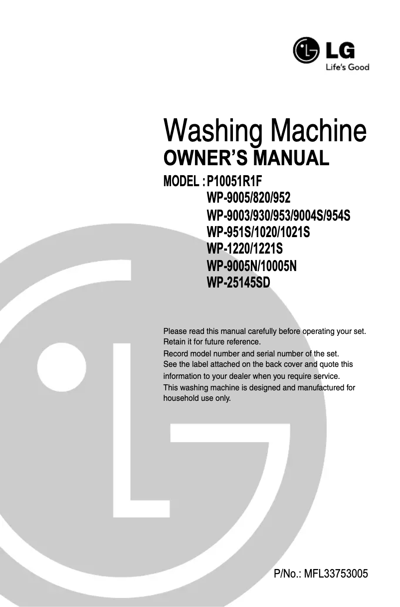 Page 1 de la notice Manuel utilisateur LG P10051R1F