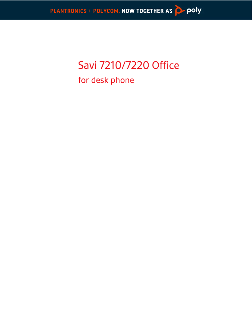 Page 1 de la notice Manuel utilisateur Plantronics Savi 7220