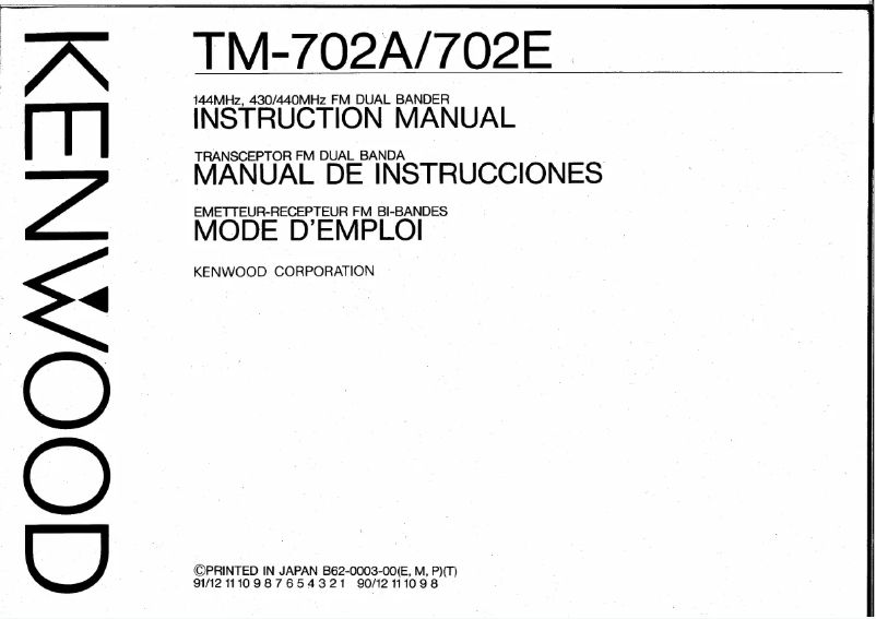 Image de la première page du manuel de l'appareil TM-702A