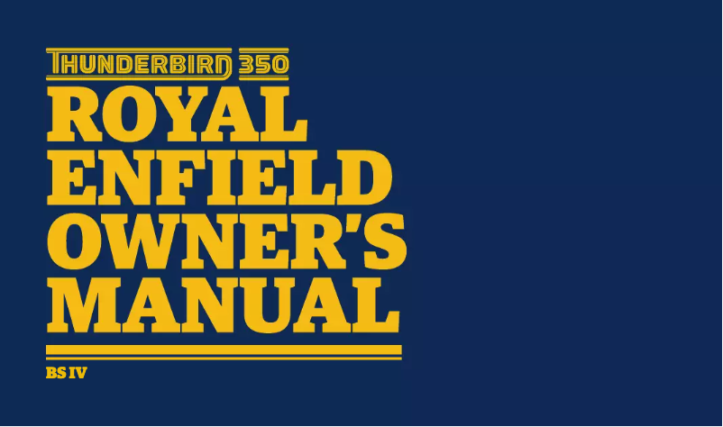 Page n°1 - Manuel utilisateur Royal Enfield Thunderbird 350 (2017)
