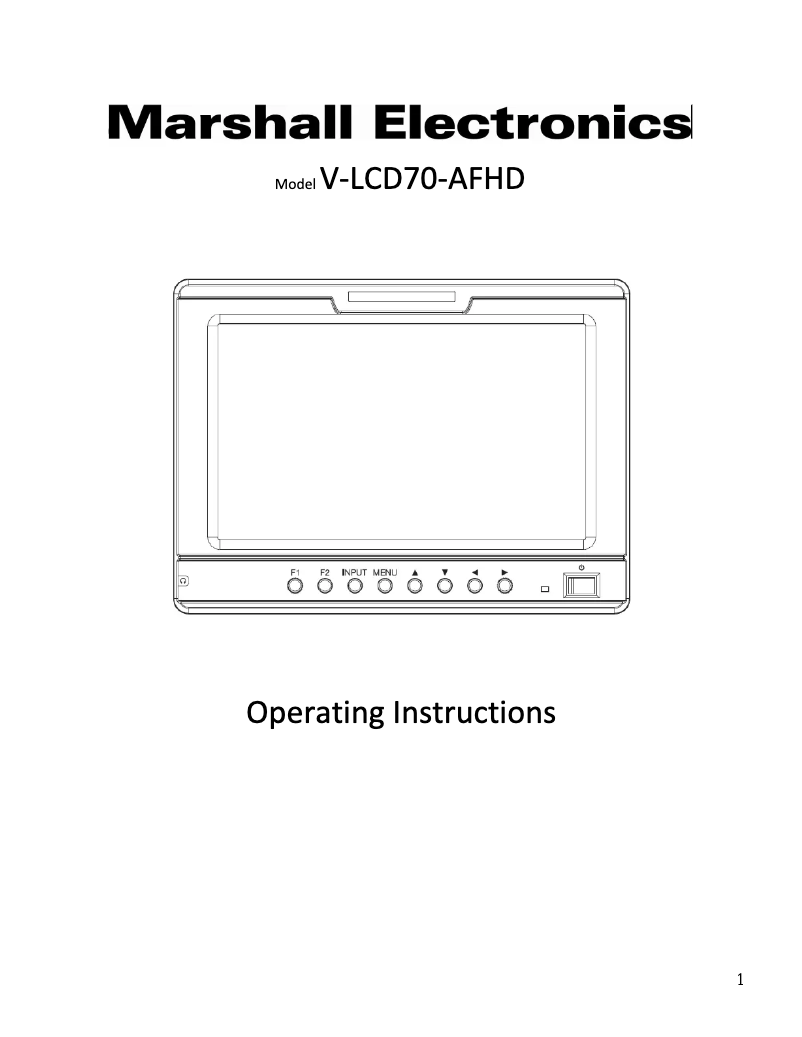 Page 1 of the manual User Manual Marshall Electronics V-LCD70-AFHD