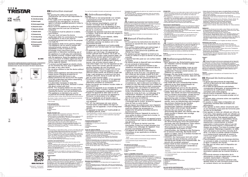 Page 1 de la notice Manuel utilisateur TriStar BL-4441