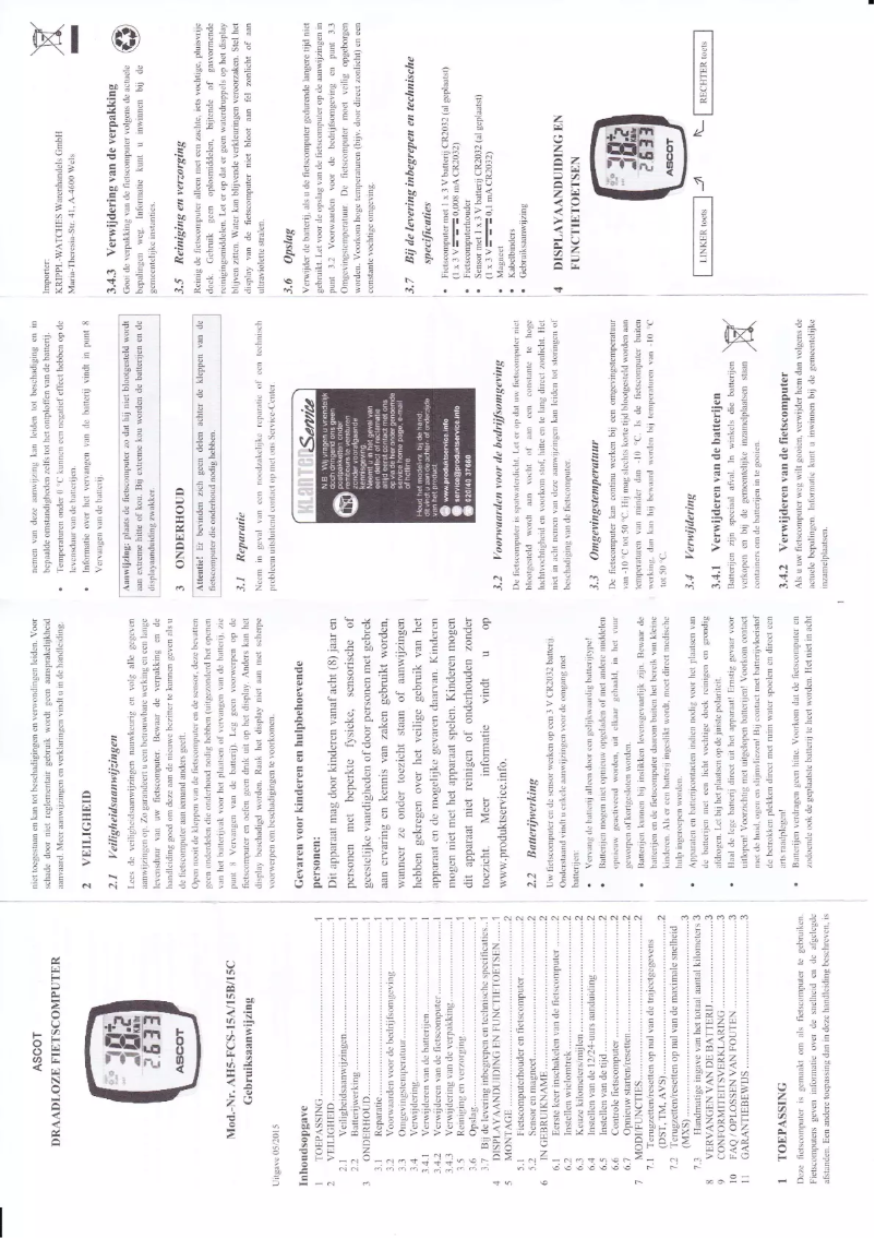 Page n°1 - Manuel utilisateur Ascot AH5-FCS-15B