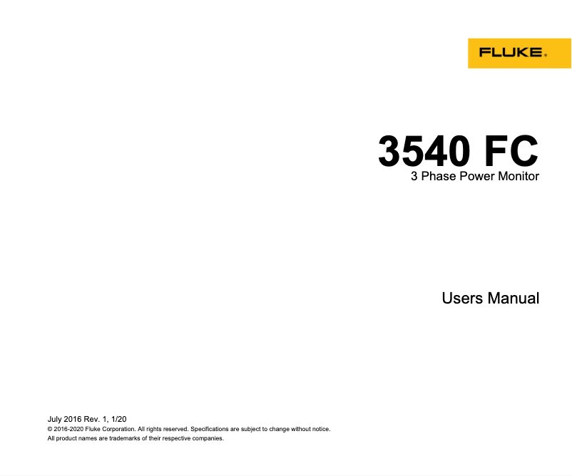 Page n°1 - Manuel utilisateur Fluke 3540 FC