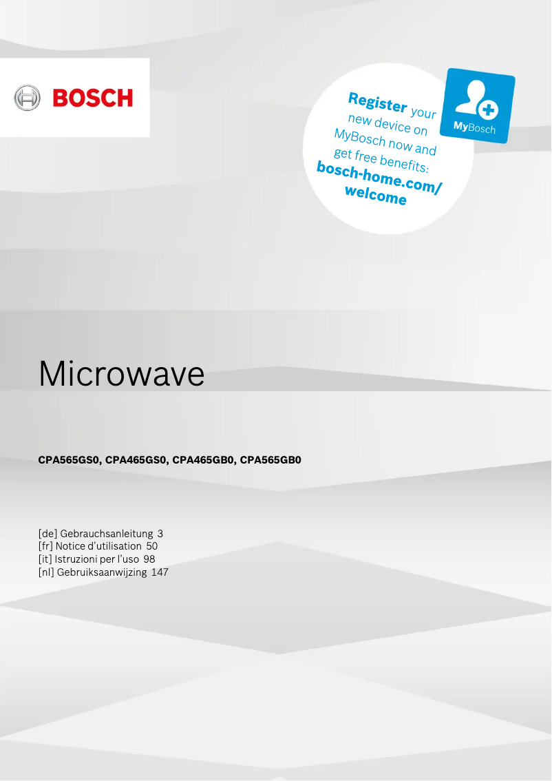 Page 1 de la notice Manuel utilisateur Bosch CPA565GS0
