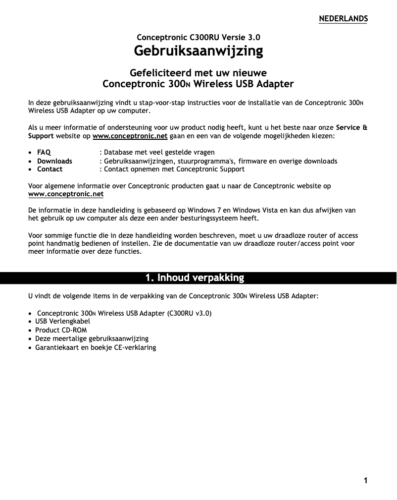 Page n°1 - Manuel utilisateur Conceptronic C300RU V3