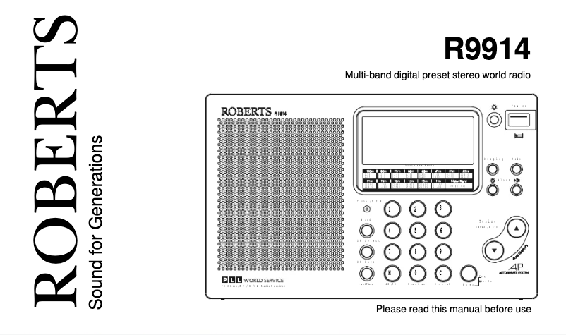 Page n°1 - Manuel utilisateur Roberts R9914