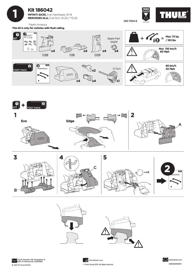 Page 1 de la notice Manuel utilisateur Thule Kit 186042