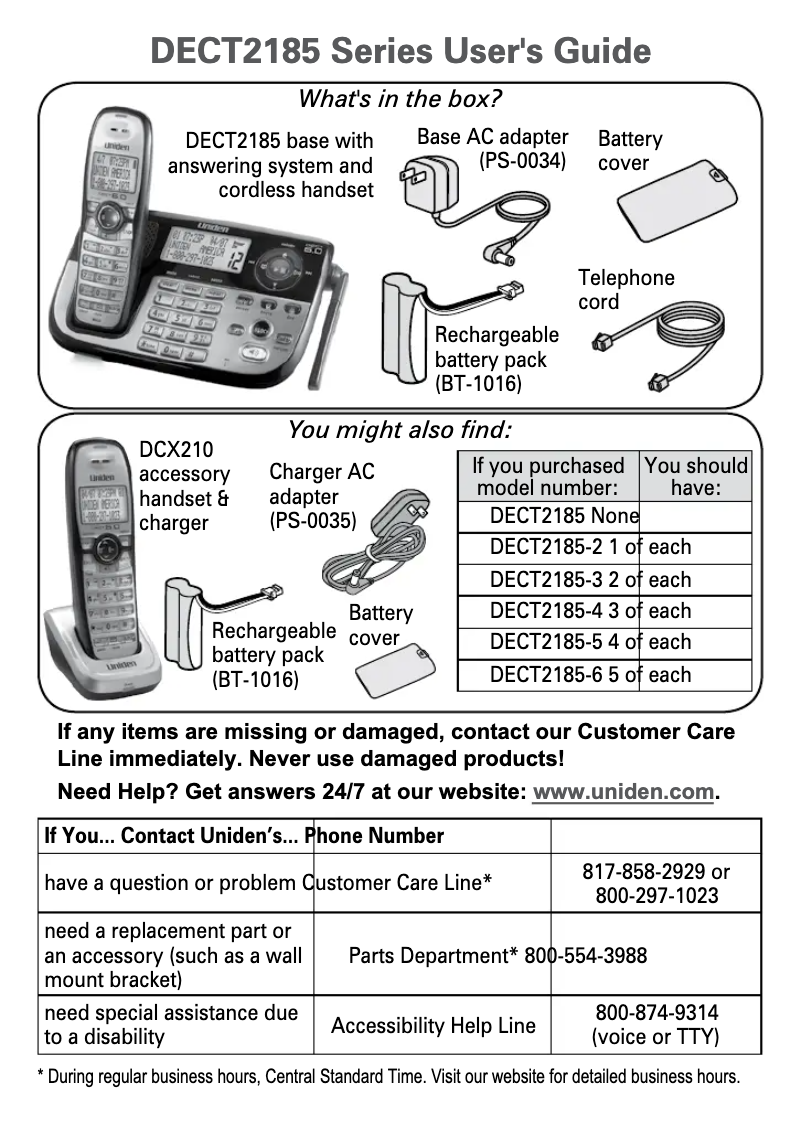 Image de la première page du manuel de l'appareil DECT2185