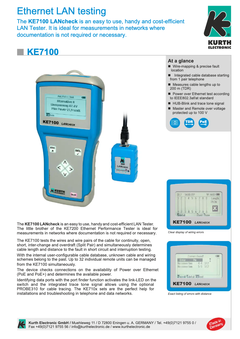Image de la première page du manuel de l'appareil KE7100